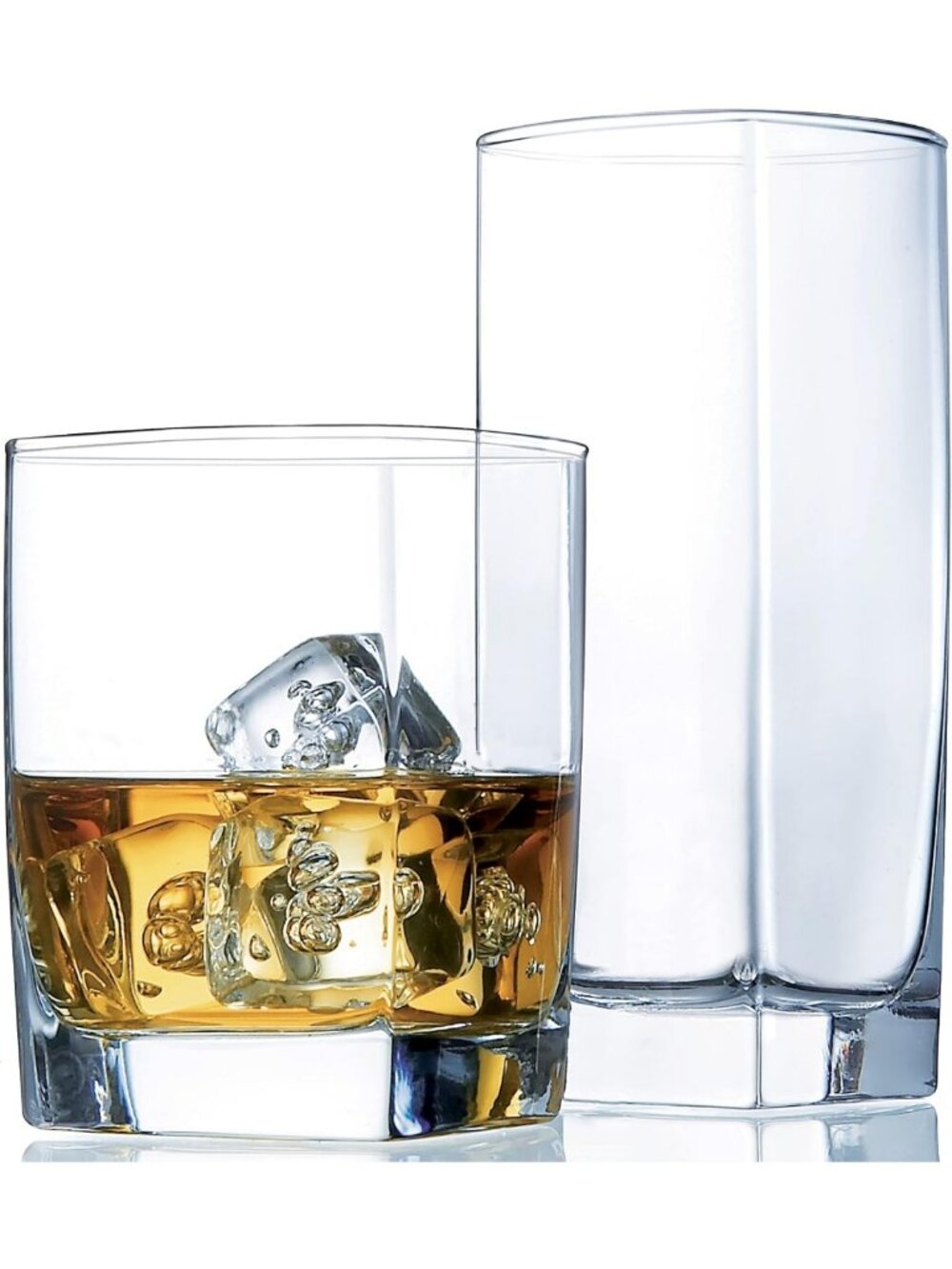 Set of 16 Square Drinking Glasses - Stylish Kitchen Drinkware for Everyday Use